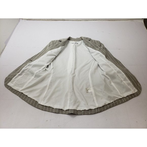 Donna Degnan Womens Blazer Jacket Long Sleeve Single Button Striped Grey Size 2 - Picture 2 of 8